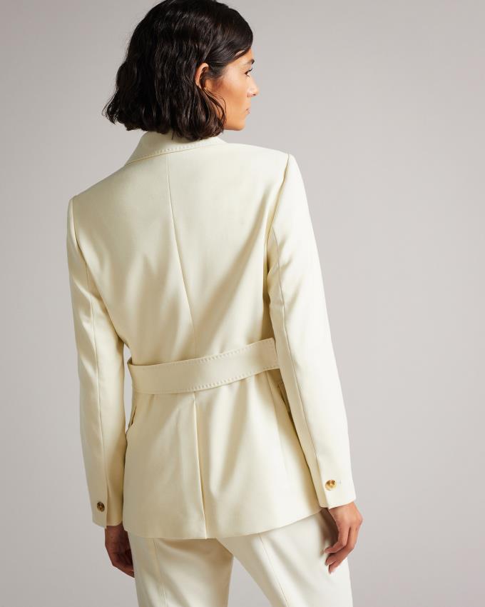 Blazer Ted Baker Peak Lapel With Waist Tab Blanche Femme | KQF-10754005